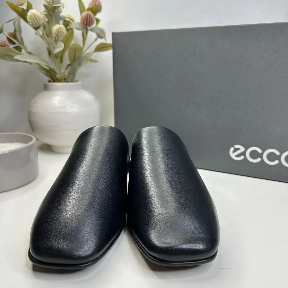 ECCO Anine Squared Buttery Soft Leather Flats Black 208293 Women's 40/9.5 NWB